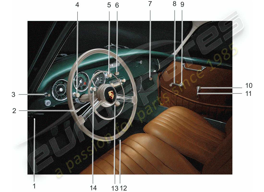 porsche 1957 (356/356a) button - set - switch parts diagram