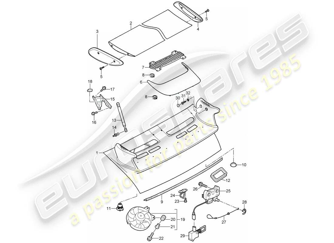 porsche 2008 (997-1 gt3) cover part diagram