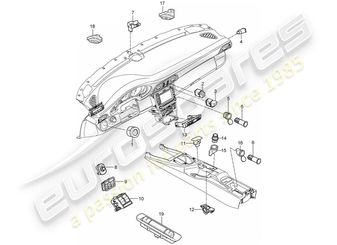 porsche 2010 (997-2) switch parts diagram