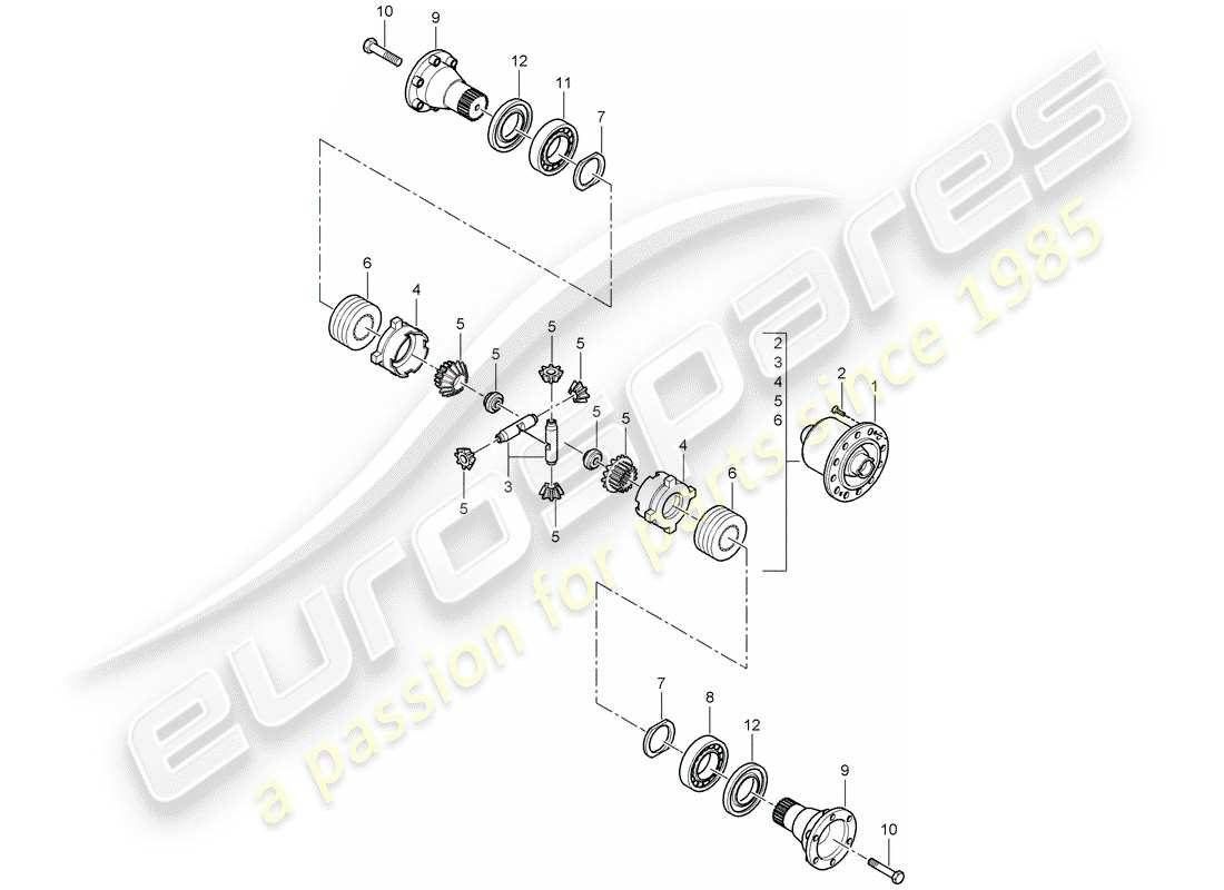 porsche 2008 (997-1 gt3) limited slip differential parts diagram