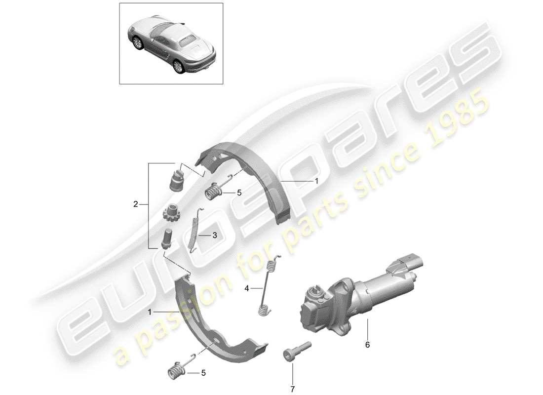 porsche 2018 (718 boxster) parking brake part diagram