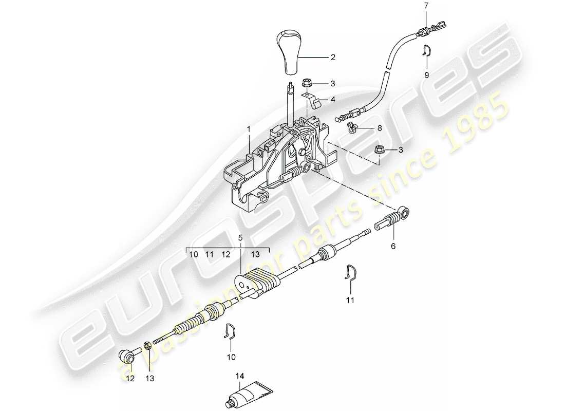 porsche 2003 (996) selector lever - tiptronic parts diagram