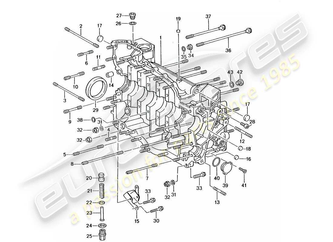 porsche 2003 (996 gt3) crankcase part diagram