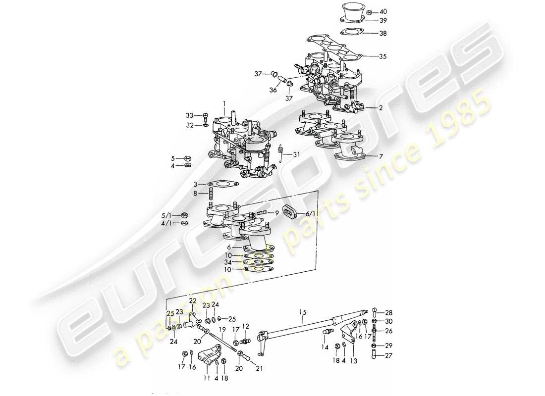 porsche 1969 (911/912) carburetor - system - - weber - - m 090 7001 >> part diagram