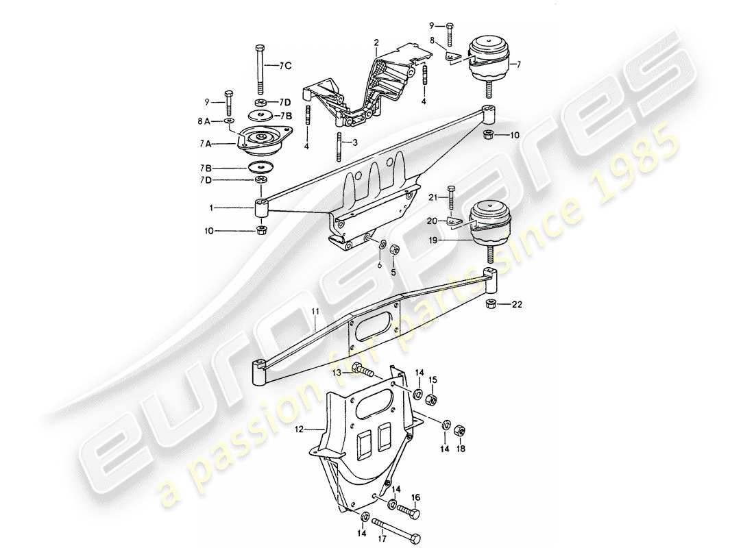 porsche 1990 (964) engine suspension parts diagram