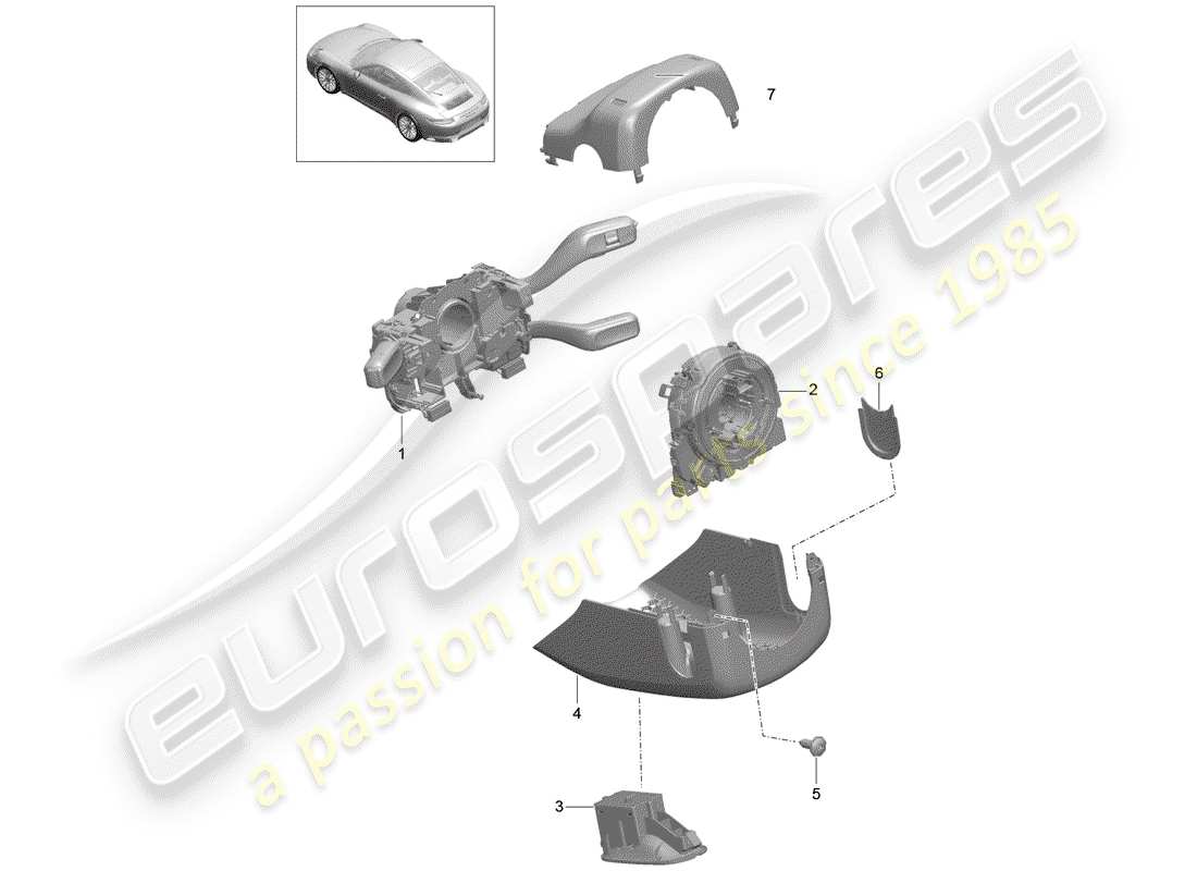 porsche 2018 (991-2) steering column switch part diagram