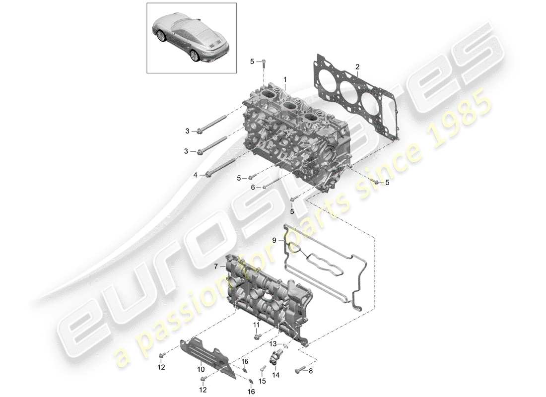 porsche 2019 (991-2 turbo) cylinder head part diagram
