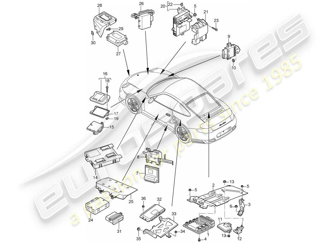 porsche 2011 (997-2 turbo / gt2 rs) control units part diagram