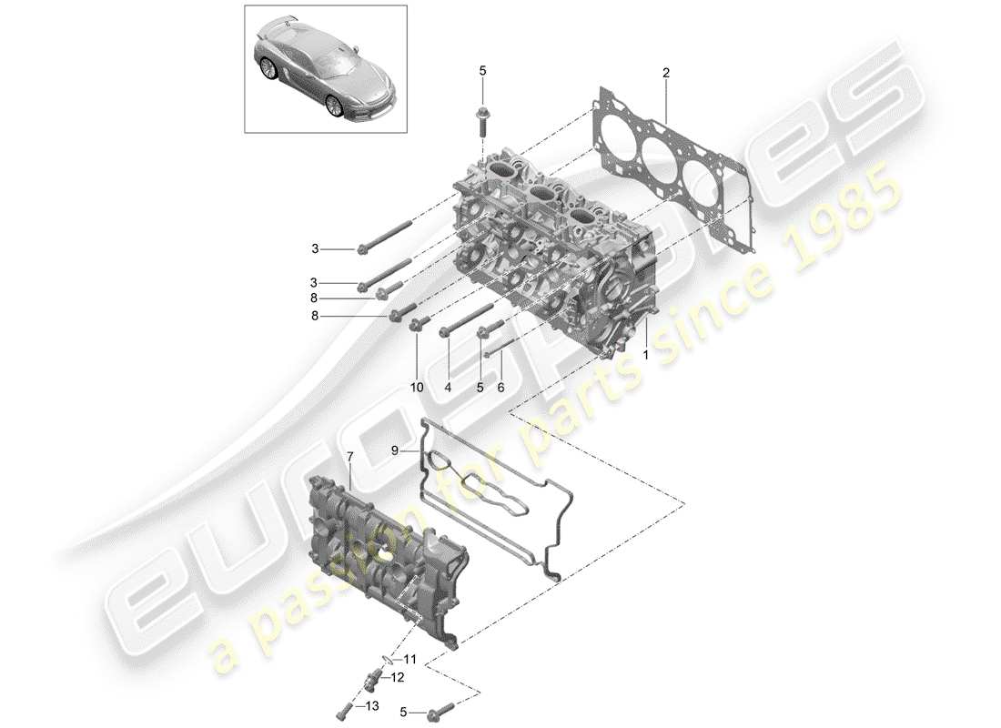 porsche 2016 (981 cayman gt4) cylinder head part diagram