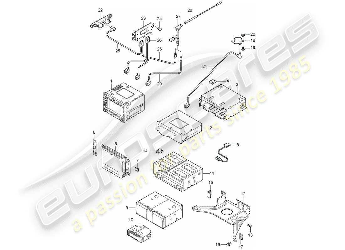 porsche 2006 (997-1) radio unit part diagram
