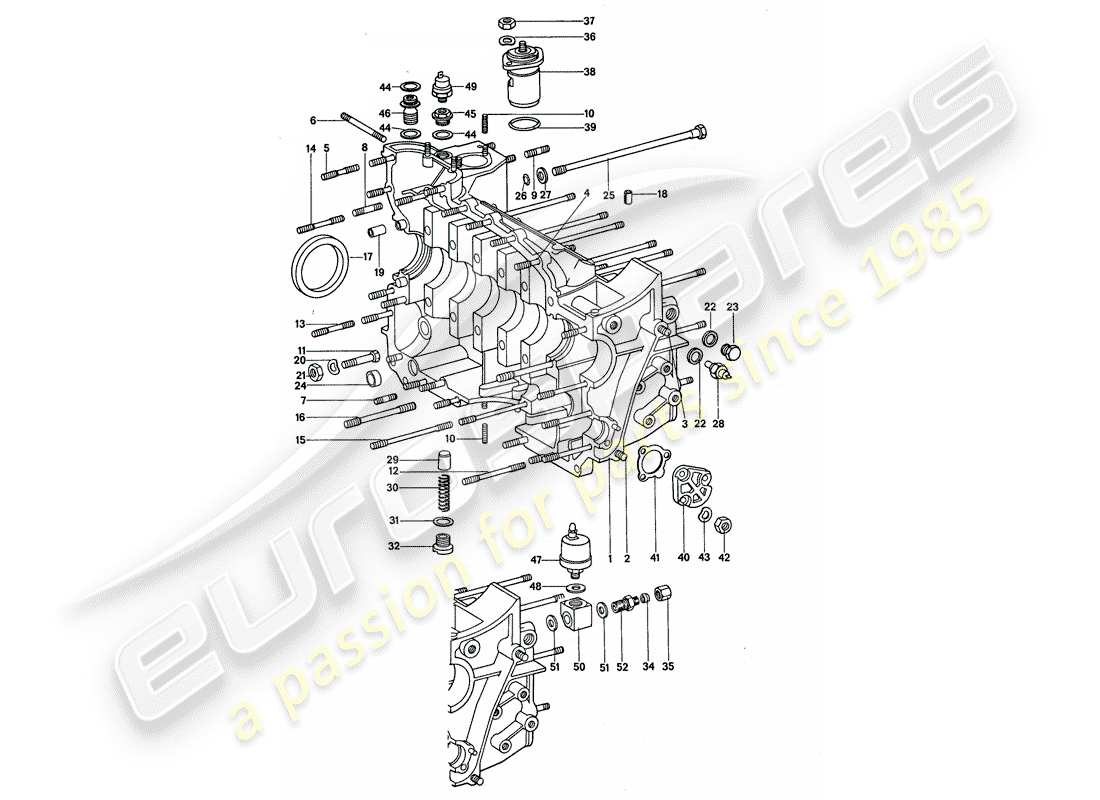 porsche 1974 (911) crankcase - repair set for maintenance - see illustration: part diagram