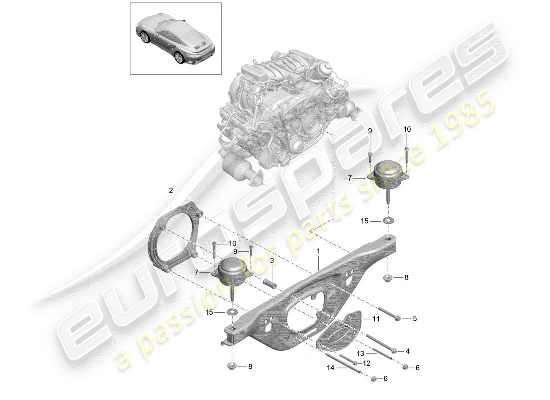 porsche 991 turbo (2014) engine lifting tackle part diagram