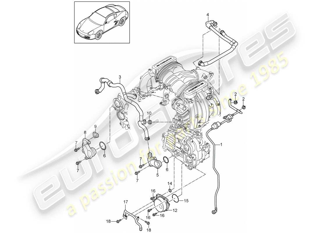 porsche 2012 (987 cayman) crankcase part diagram