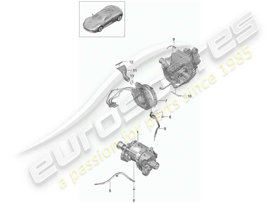 porsche 2015 (918 spyder) electric motor part diagram