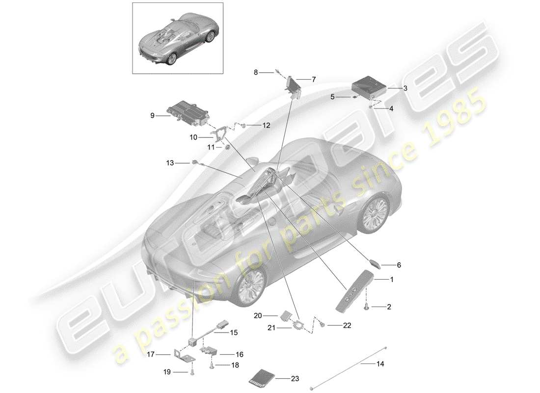 porsche 2015 (918 spyder) radio unit part diagram