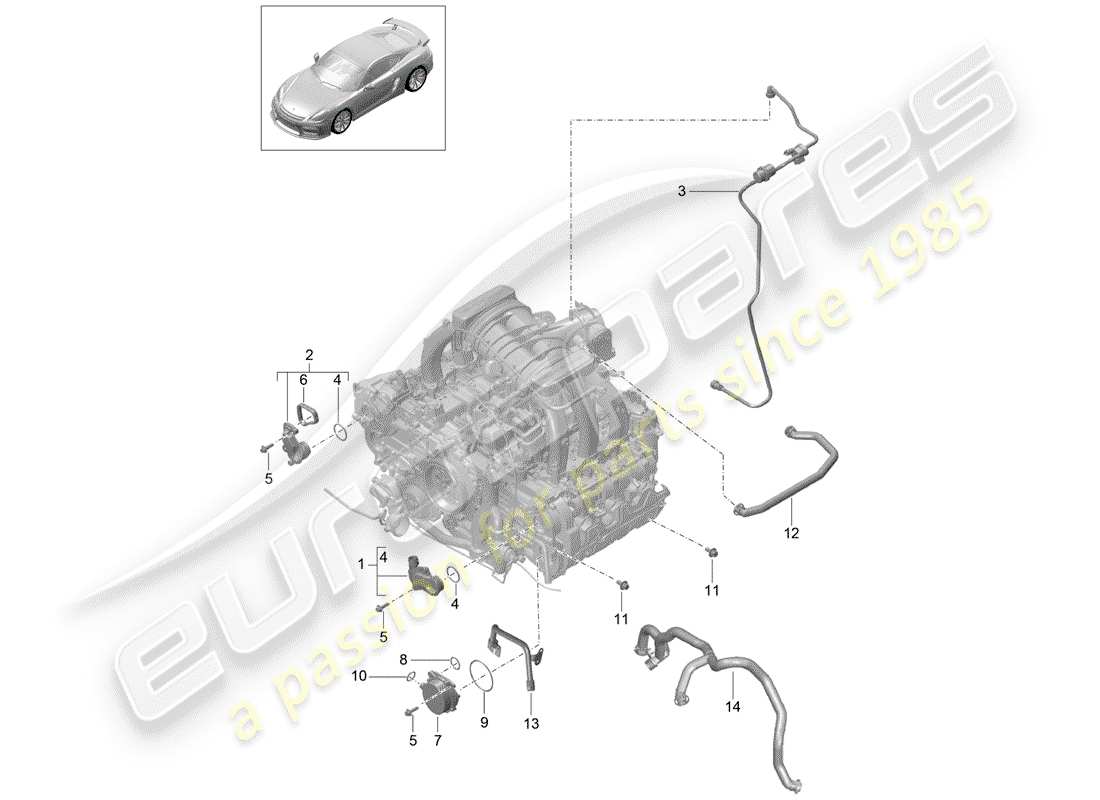 porsche 2016 (981 cayman gt4) crankcase part diagram