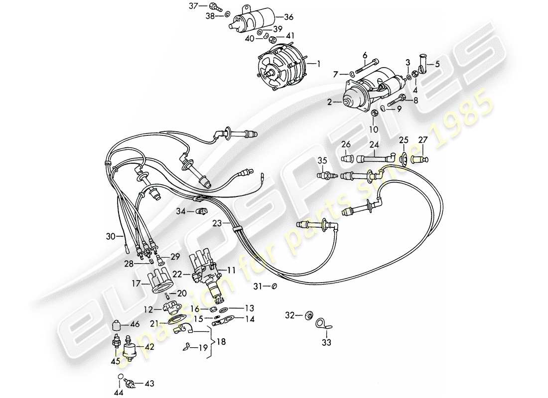 porsche 1966 (911/912) engine electrics part diagram