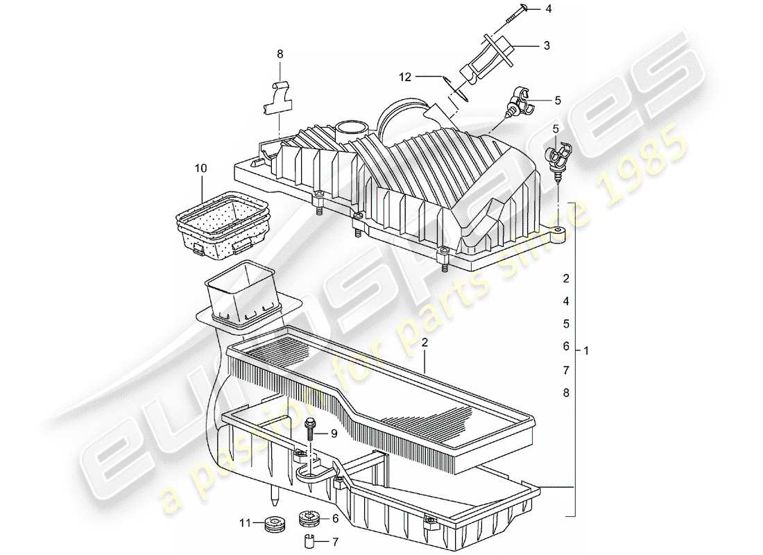 porsche 2004 (996) air cleaner part diagram