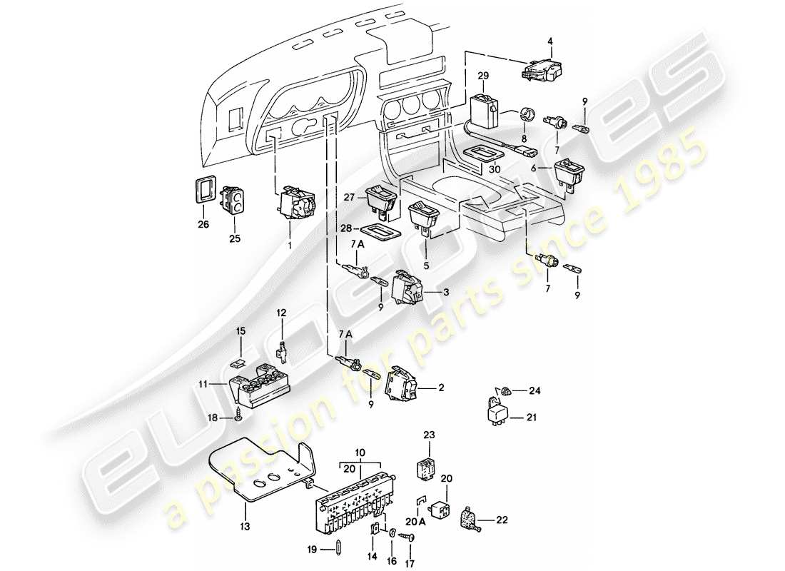 porsche 1986 (924s) switch - relay part diagram