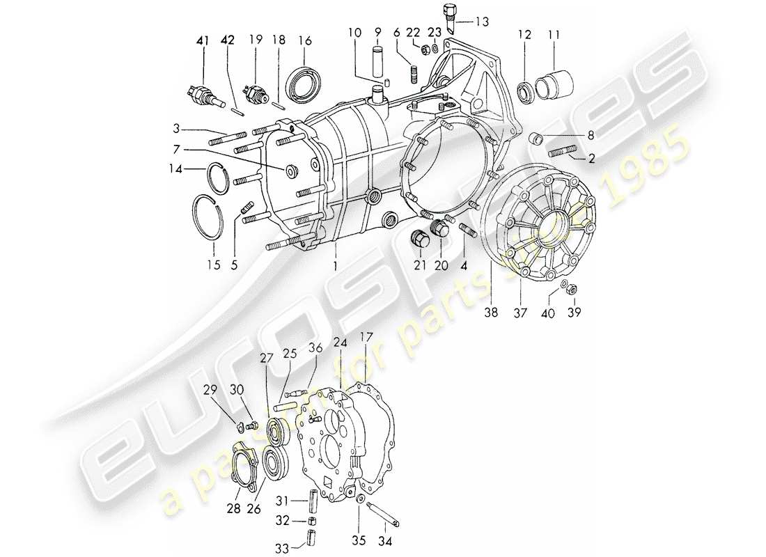 porsche 1973 (911) transmission case - sportomatic - d >> - mj 1971 part diagram