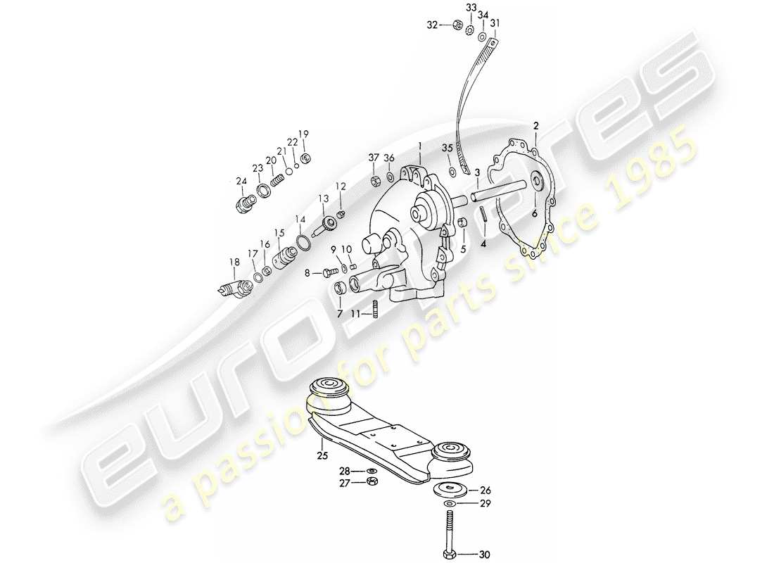 porsche 1971 (911) transmission cover - transmission suspension - sportomatic - d >> - mj 1971 part diagram