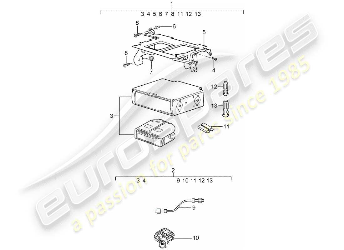 porsche 2009 (tequipment cayenne) cd-changer part diagram
