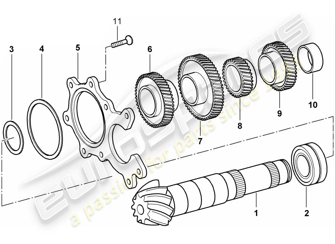 porsche 2001 (986 boxster) gears and shafts part diagram