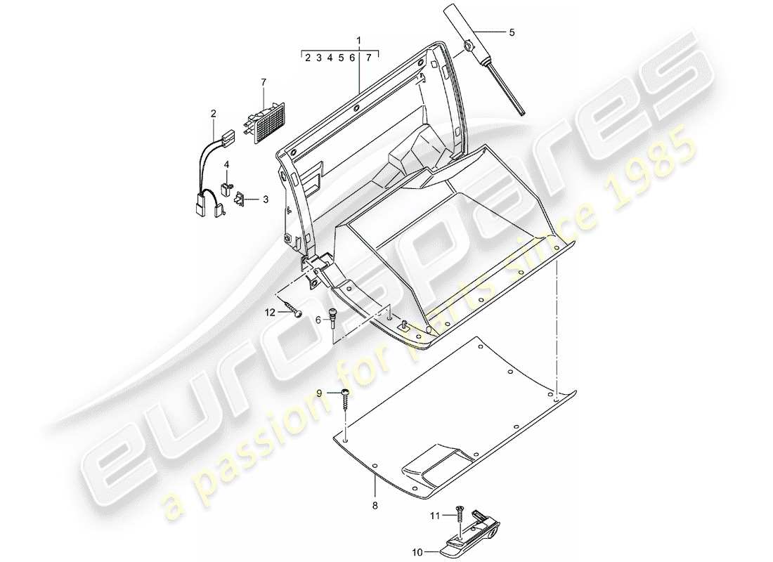 porsche 2004 (996 turbo / gt2) glove box - d - mj 2002>> part diagram