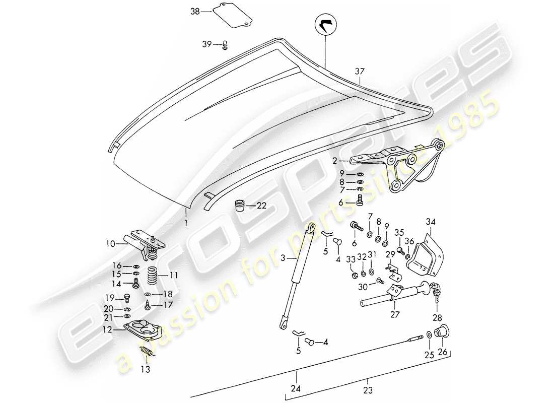 porsche 1973 (911) cover part diagram