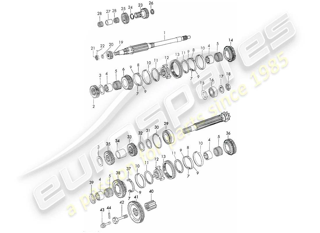 porsche 1971 (911) gears and shafts - sportomatic - - d >> - mj 1970 part diagram