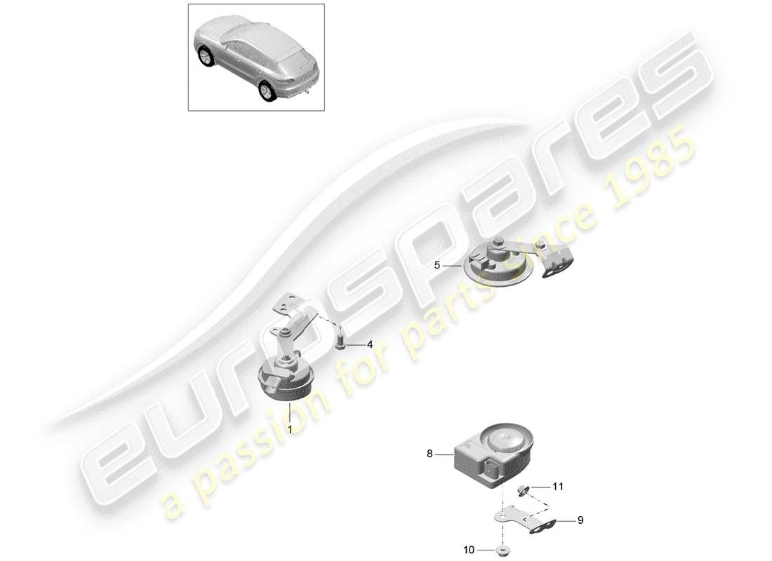 porsche 2016 (macan) fanfare horn part diagram