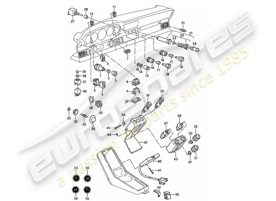 porsche 911 (1987) switch parts diagram