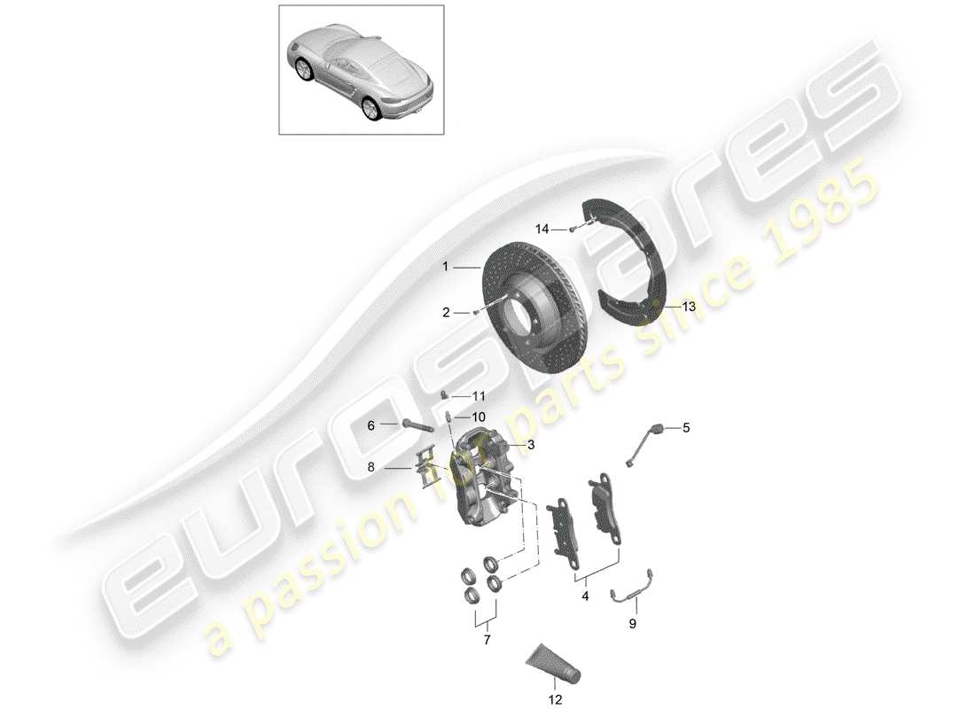 porsche 2020 (718 cayman) disc brakes part diagram
