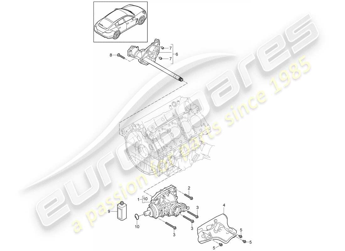 porsche 2010 (panamera 970) front axle differential part diagram