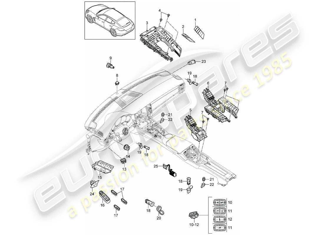 porsche 2010 (panamera 970) combined switch part diagram