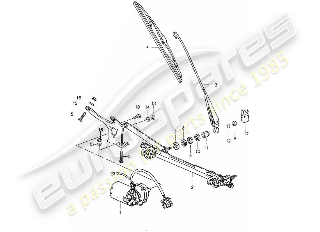 porsche 1992 (964) windscreen wiper system parts diagram