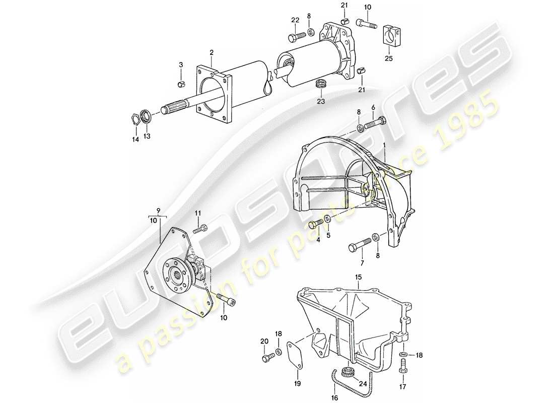 porsche 1987 (928) automatic transmission - central tube part diagram