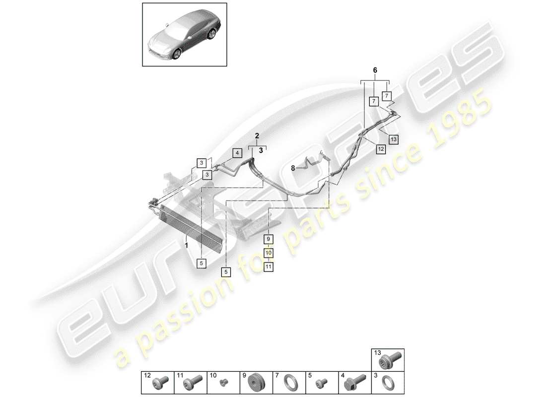 porsche 2020 (panamera 971-1) gear oil cooler part diagram