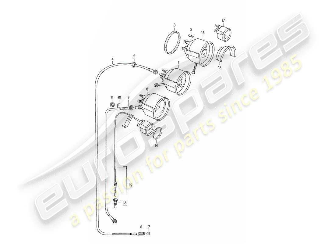 porsche 1957 (356/356a) instruments parts diagram