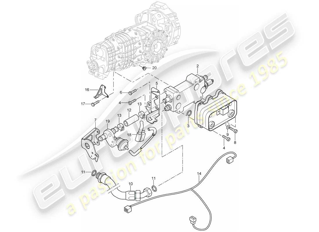 porsche 2005 (996 gt3) gear oil cooler - lines - d - mj 2004>> part diagram