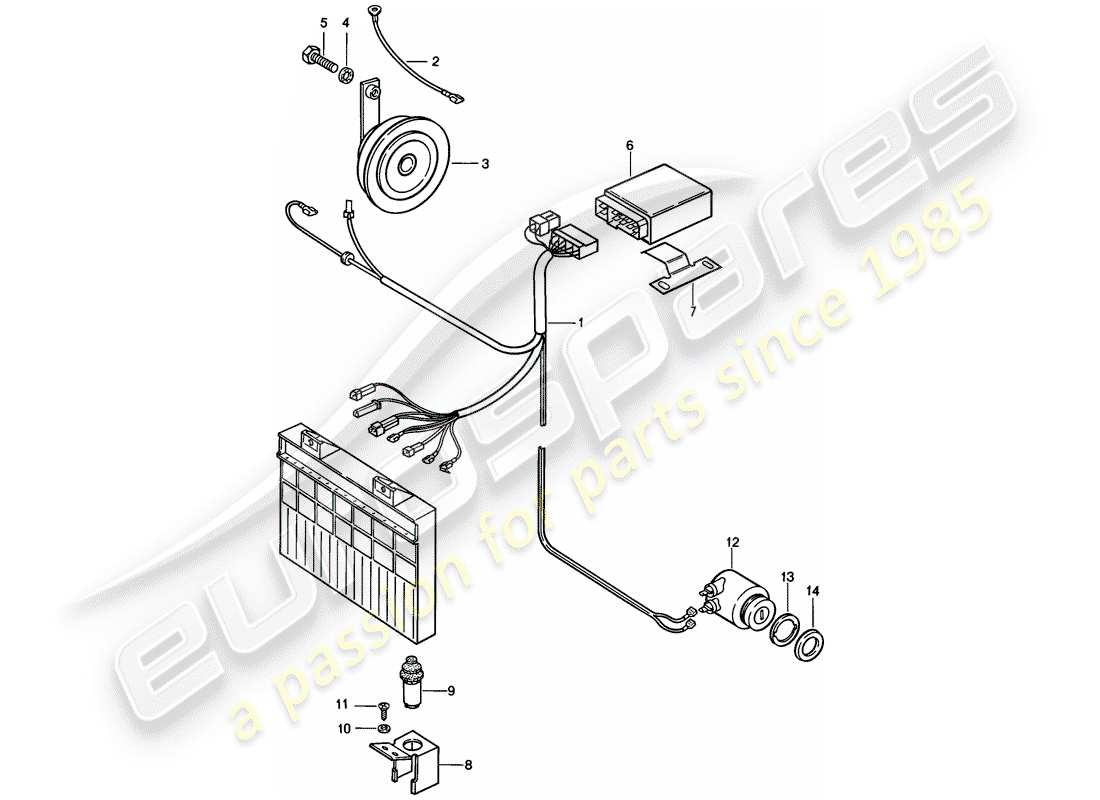 porsche 1986 (924s) alarm system part diagram
