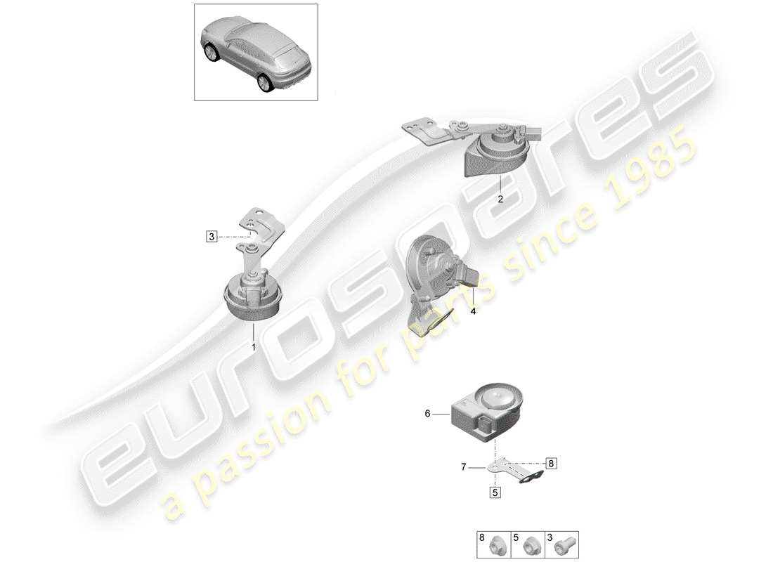 porsche 2019 (macan) fanfare horn part diagram