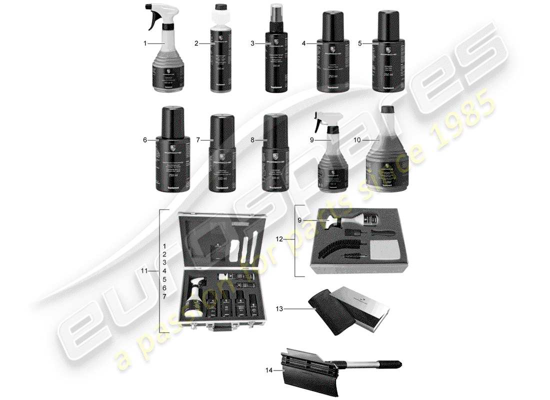 porsche 2011 (tequipment) cleaning agent part diagram