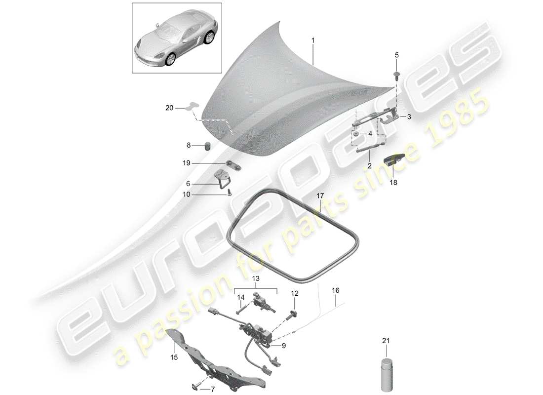 porsche 2020 (718 cayman) cover part diagram