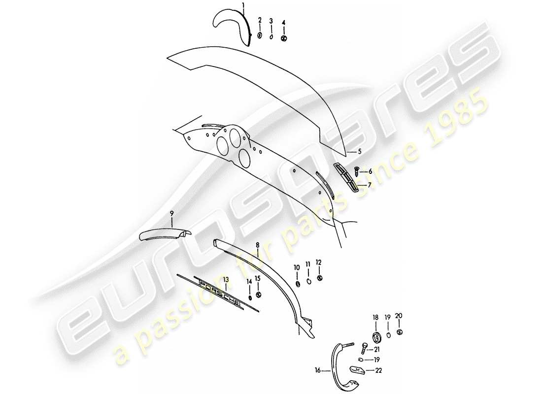 porsche 1964 (356b/356c) dashboard - accessories parts diagram