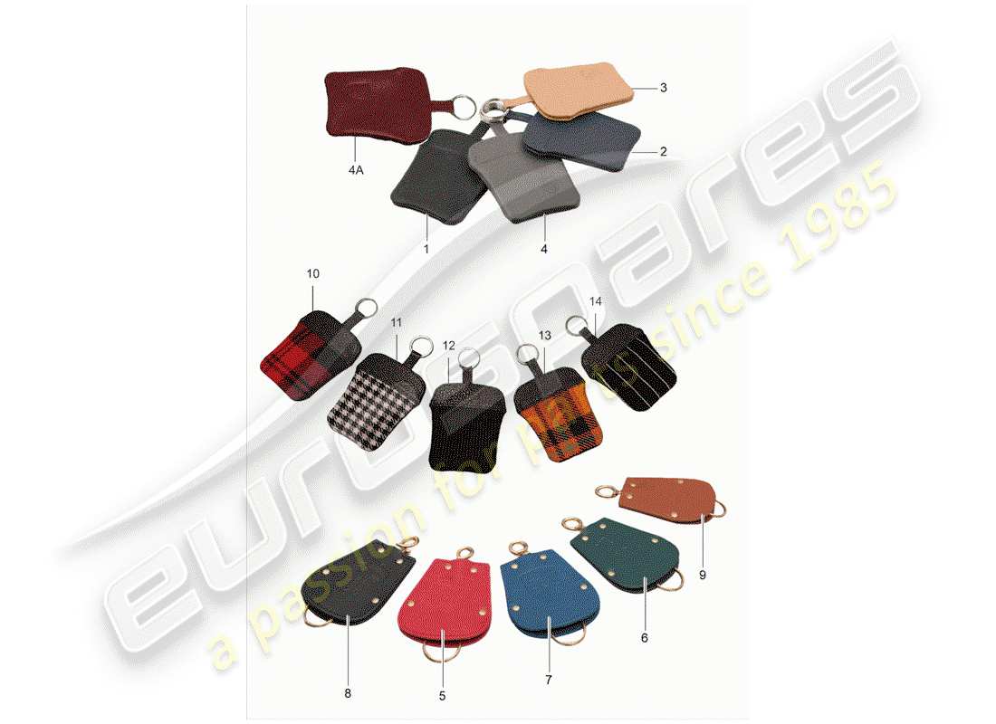 porsche 1995 (accessories) schluessel-etui - leather parts diagram
