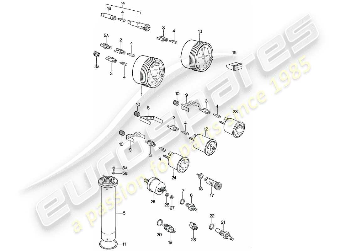 porsche 1982 (924) instruments part diagram