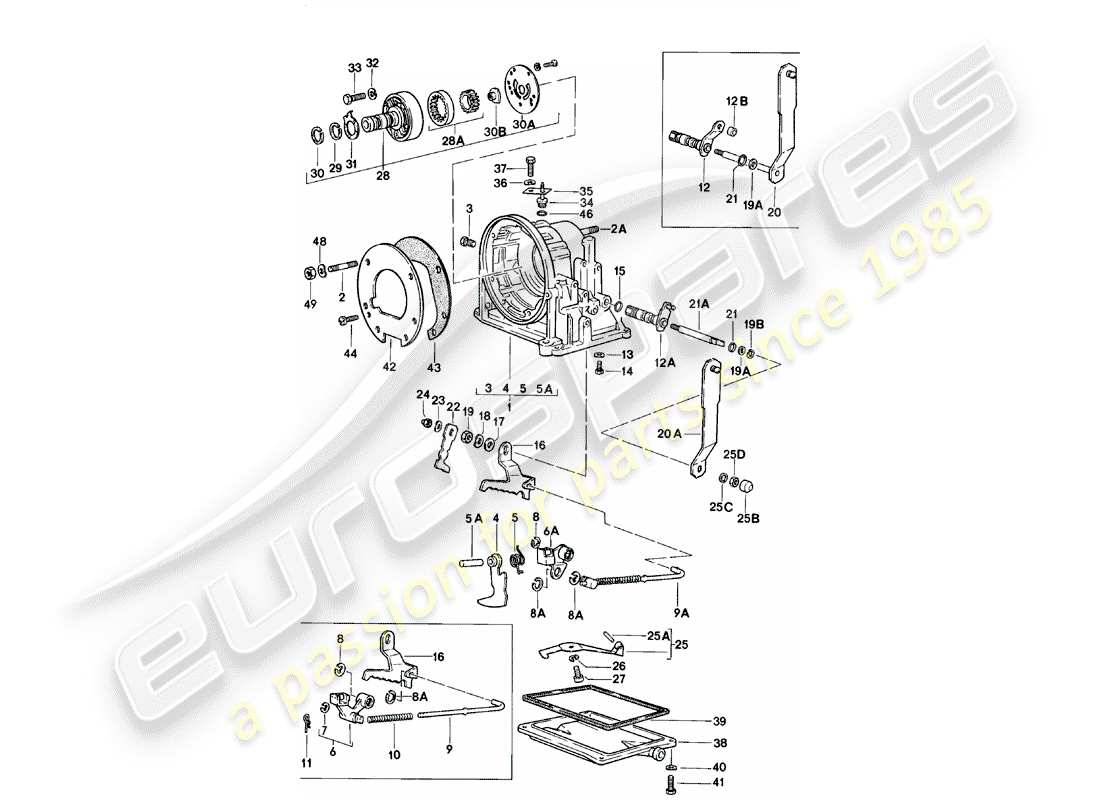 porsche 924 (1985) transmission case - automatic transmission parts diagram