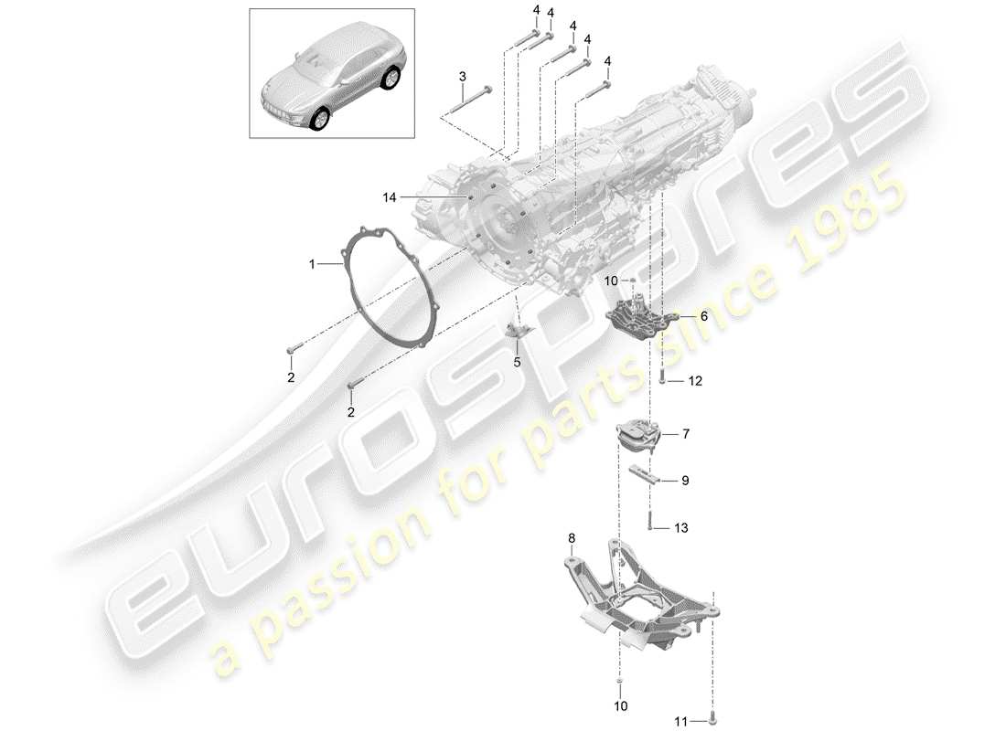 porsche 2017 (macan) mounting parts for engine and parts diagram