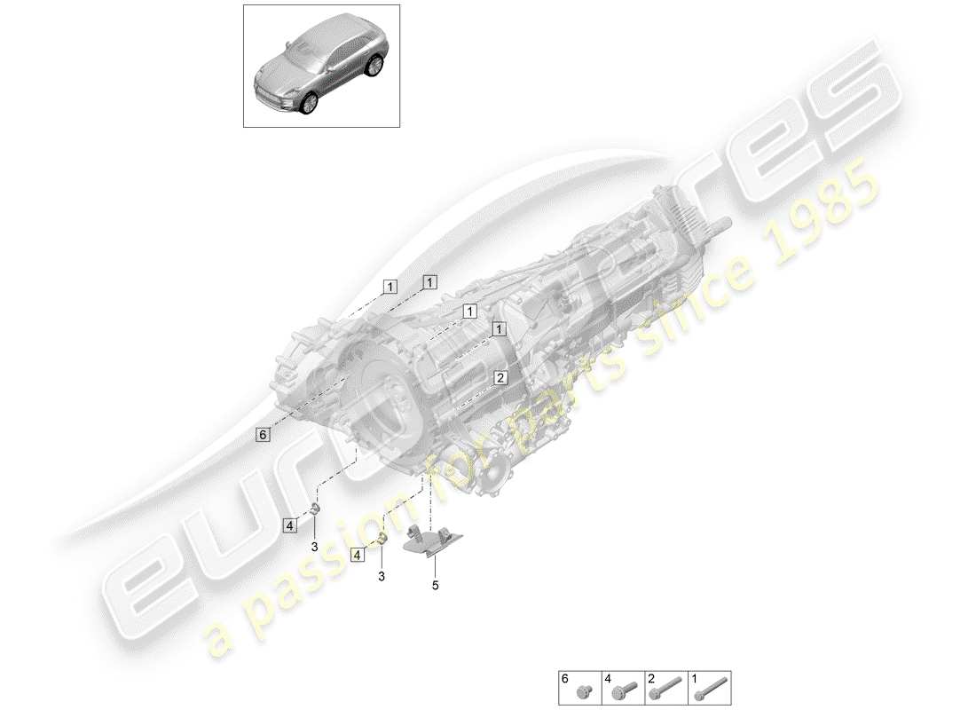 porsche 2019 (macan) mounting parts for engine and part diagram